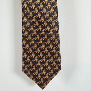 Men's Neck Tie Animal Print Tiger Silk  Black and Gold 4"x58" Museum Artifacts